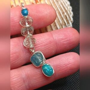 Prasiolith Apatite Amazonite Pendant Sterling Silver